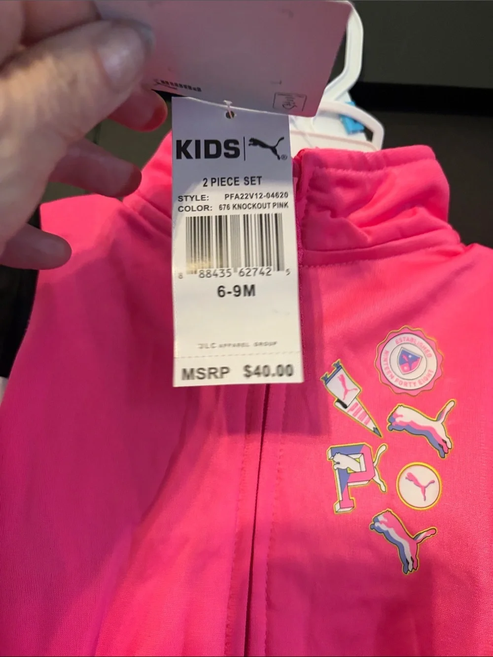 Puma Pink and Black Girls Athletic Zip Jacket with Black Leggings